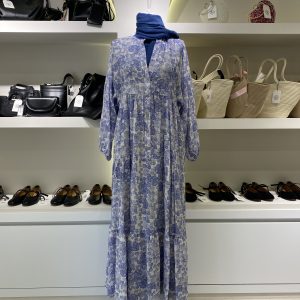 Modal Desenli Elbise Lila