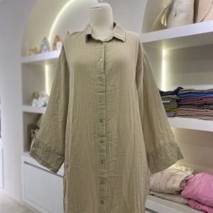 Müslin Gömlek Uzun Bej